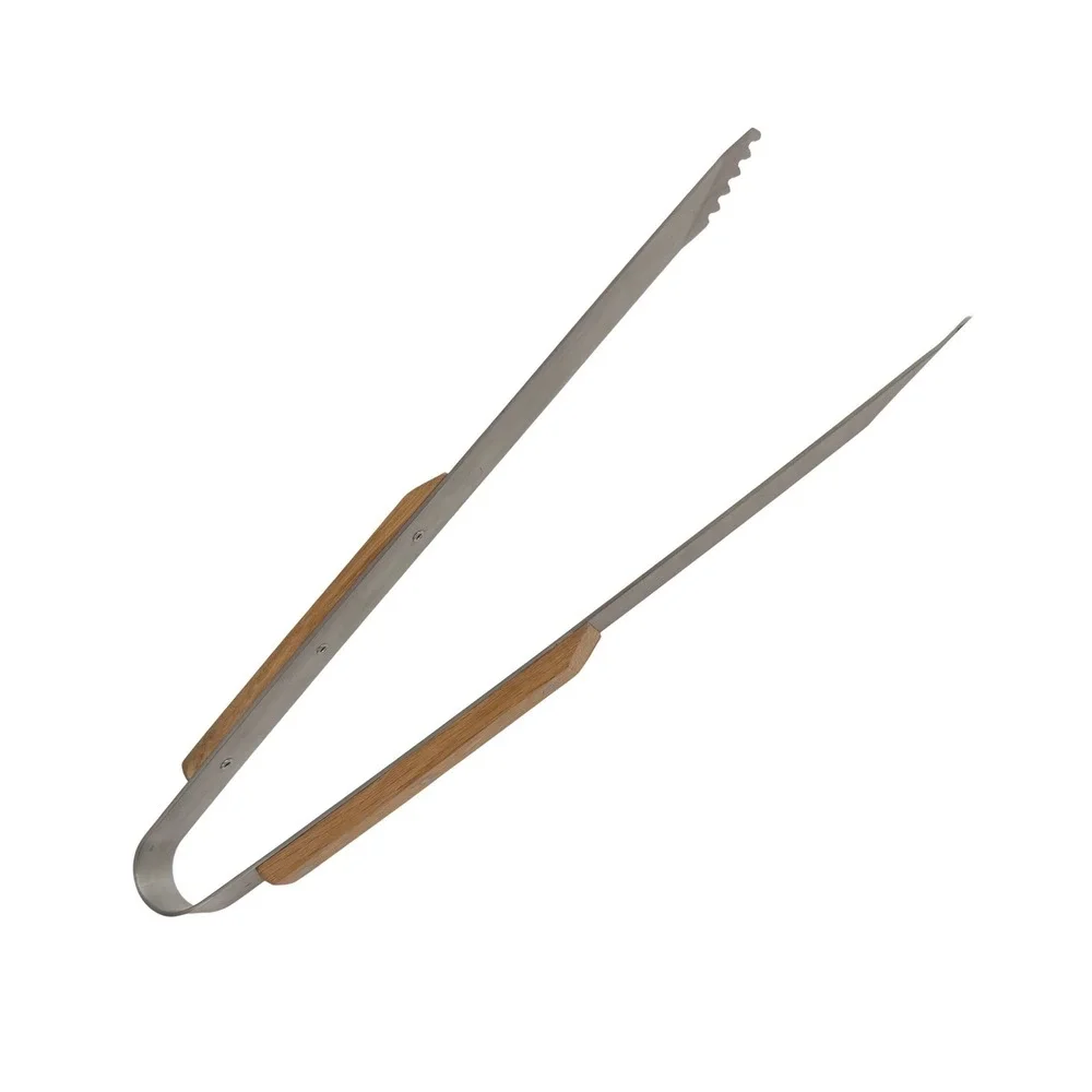 BergHOFF Stainless Steel BBQ Grill Tongs Wood Handle Extra Long 15